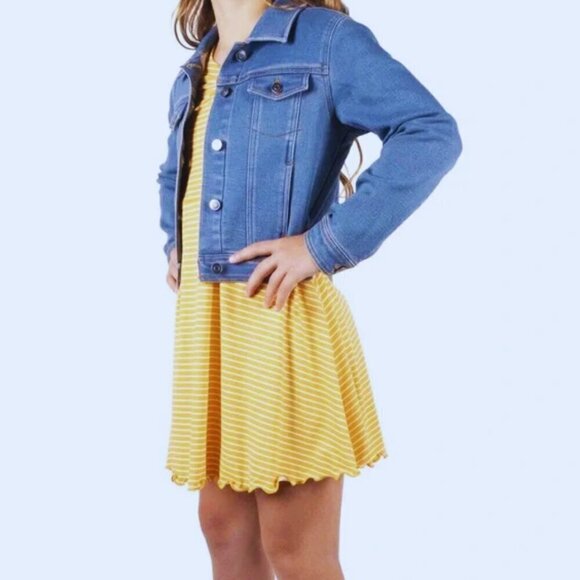 LOT OF 2 Pieces - Zunie Yellow Casual Girls Skater Dress + Zunie Jean Jacket - Picture 1 of 9